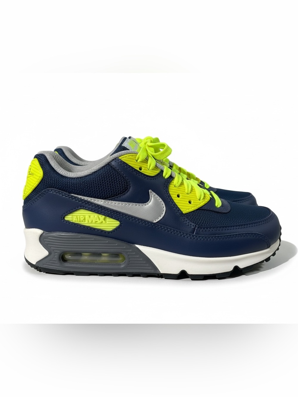 Nike Air Max 90 Sneakers Lemon Venom Blackened Blue 931896-991 Women's Sz 7